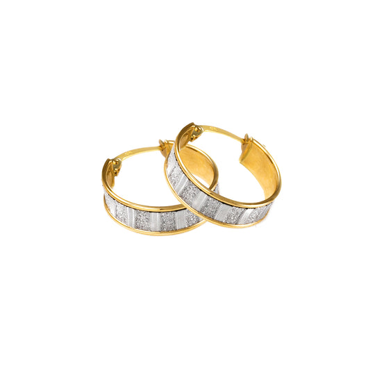 Gold Glitter Baguette Hoop Earrings 9 Carat Yellow Small