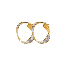 Load image into Gallery viewer, Gold Hoop Earrings Glitter Baguette 9 Carat Yellow Twist
