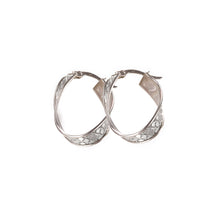 Load image into Gallery viewer, Gold Hoop Earrings Glitter Baguette 9 Carat Yellow Twist
