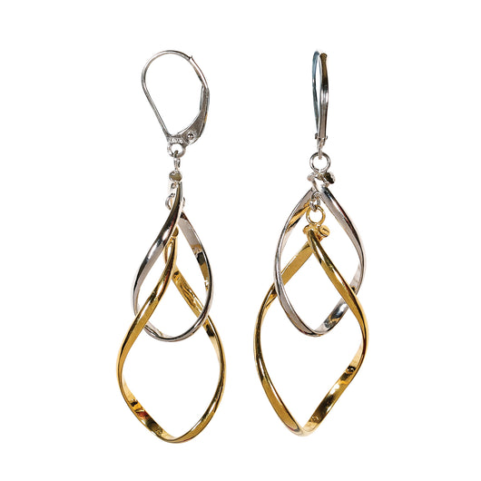 Gold Drop Earrings 9 Carat Yellow & White 60mm