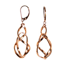 Load image into Gallery viewer, Gold Drop Earrings 9 Carat Yellow Swirl Double
