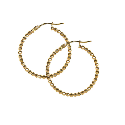 Gold Beaded Hoop Earrings 9 Carat Yellow 24mm