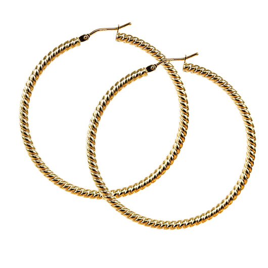 Gold Braided Hoop Earrings 9 Carat Yellow 45mm Diameter