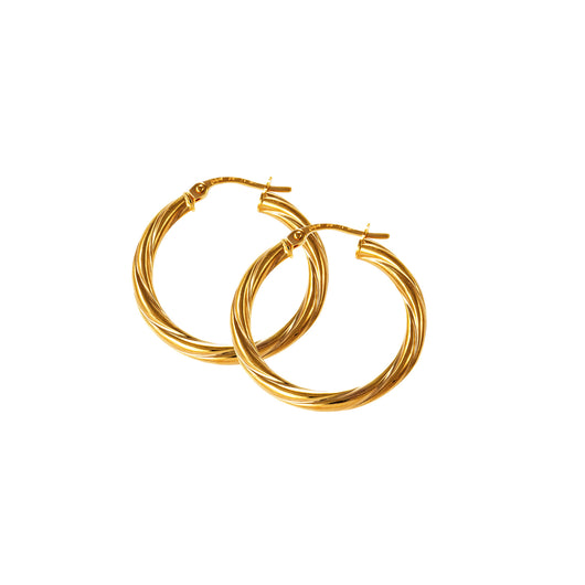 Gold Hoop Earrings 9 Carat Yellow Twist Small