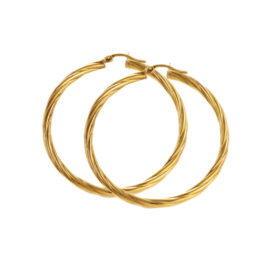 Gold Hoop Earrings 9 Carat Yellow Twist Large
