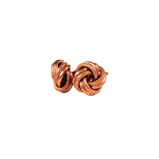 Gold Knot Stud Earrings 9 Carat Rose Semi Mesh