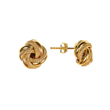 Load image into Gallery viewer, Gold Knot Stud Earrings 9 Carat Yellow Semi Mesh
