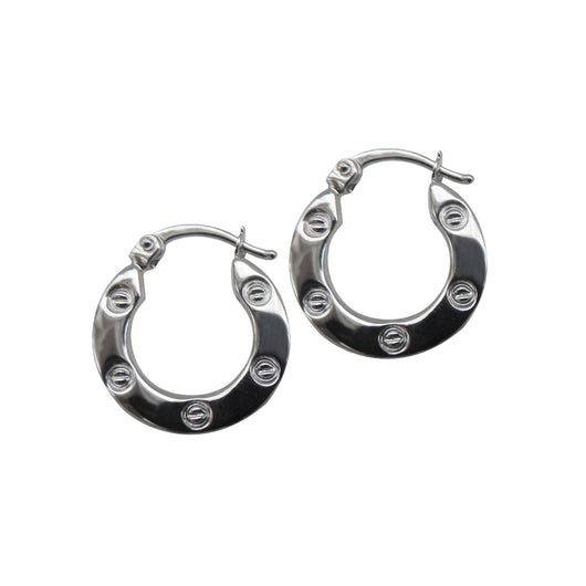 Gold Screw Hoop Earrings 9 Carat White