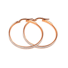 Load image into Gallery viewer, Gold Glitter Hoop Earrings 9 Carat Rose Large
