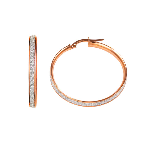 Gold Glitter Hoop Earrings 9 Carat Rose Large