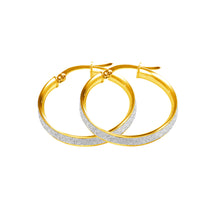 Load image into Gallery viewer, Gold Glitter Hoop Earrings 9 Carat Yellow Medium
