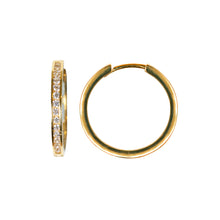 Load image into Gallery viewer, Gold Hoop Earrings 9 Carat Yellow cz
