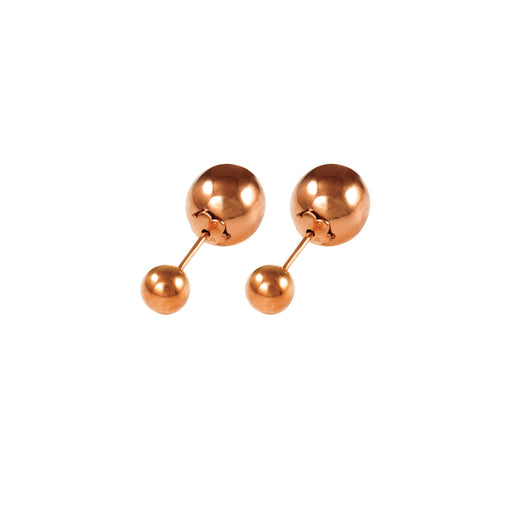 Gold Twin Ball Stud Earrings 9 Carat Rose