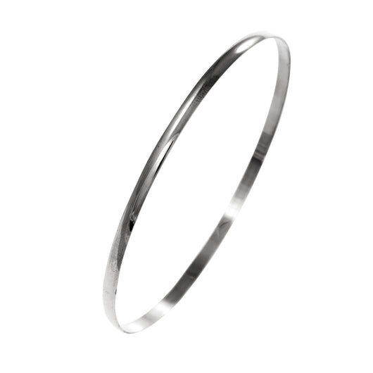 Gold Slave Bangle Solid D Shape 9 Carat White 3mm