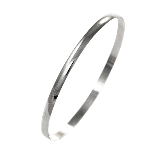 Gold Slave Bangle Solid D Shape 9 Carat White 4mm