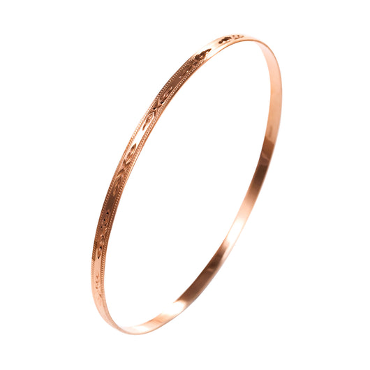 Gold Slave Bangle Solid 9 Carat Rose Diamond Cut 3mm Beaded Border