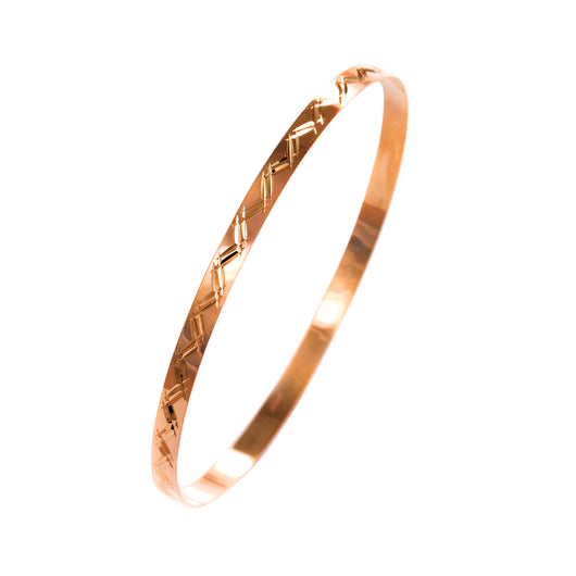Gold Slave Bangle Rose Solid Diamond Cut 9 Carat 4mm