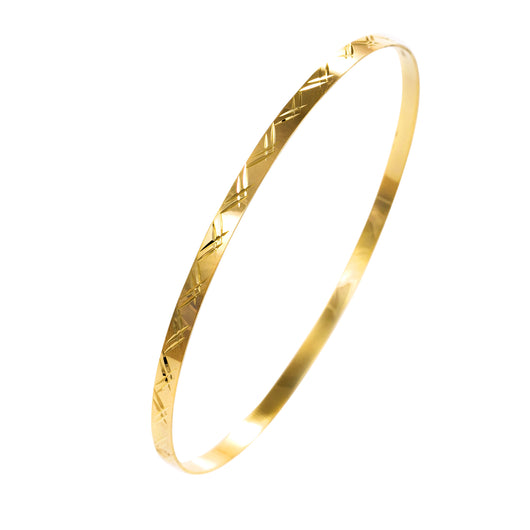Gold Slave Bangle Yellow Diamond Cut 9 Carat 3mm