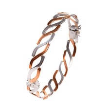 Load image into Gallery viewer, Gold Hinged Bangle 9 Carat Rose &amp; White
