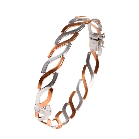 Gold Hinged Bangle 9 Carat Rose & White