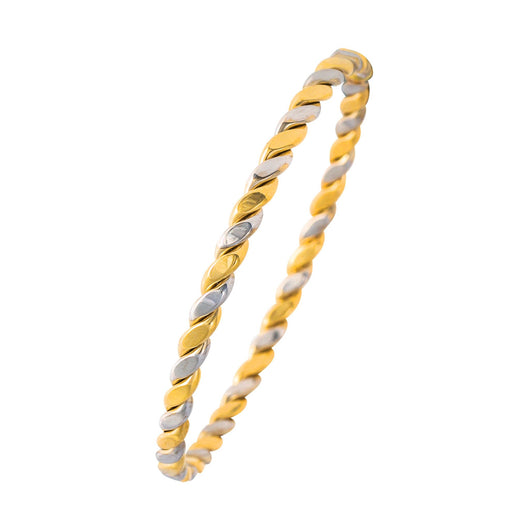 Gold Hinged Bangle 9 Carat Yellow & White