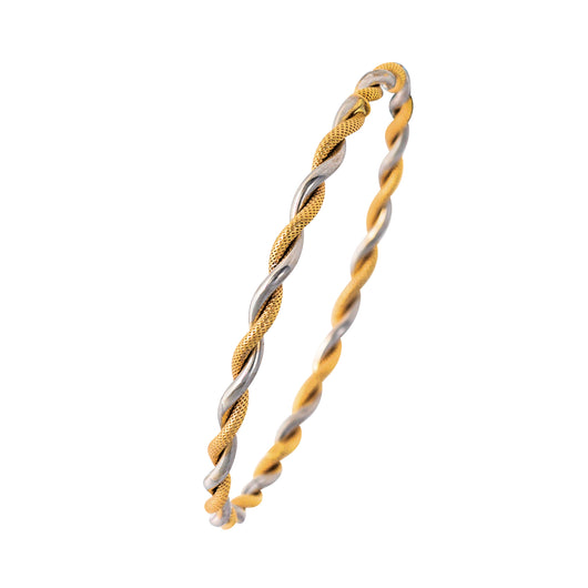 Gold Slave Bangle 9 Carat Yellow & White Twist